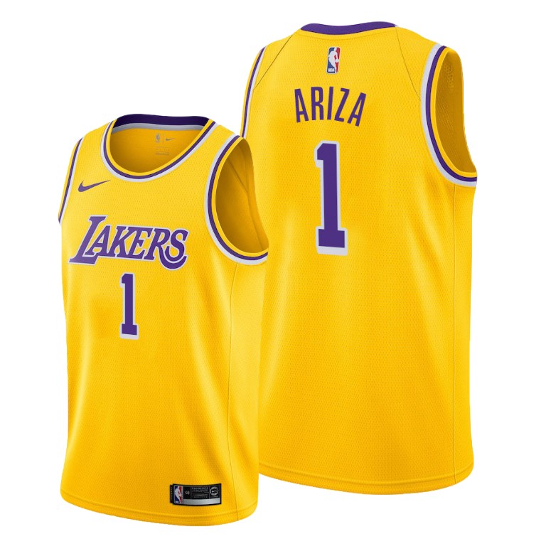 Men's Los Angeles Lakers Trevor Ariza #1 NBA 2021 Trade Icon Edition Gold Basketball Jersey BRI1183EL